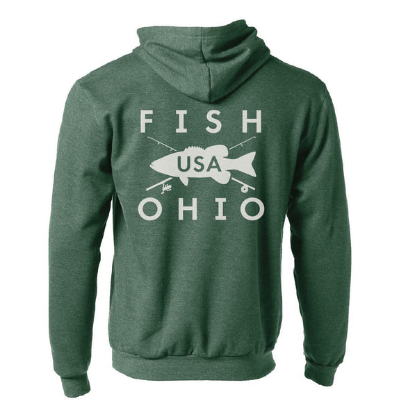 Fish Ohio Heather Forest Green Full Zip Hoody