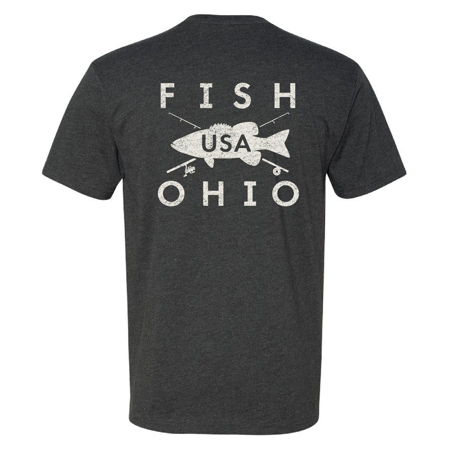 Fish Ohio USA Tee - Heathered Charcoal
