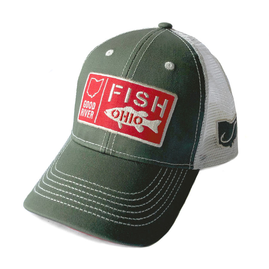 Good River Fish Patch Trucker - Army Green/Stone
