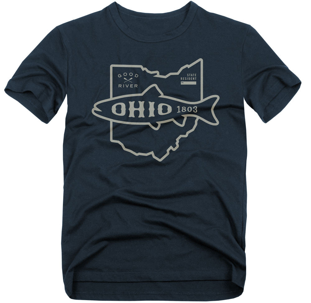 Ohio Fish T-Shirt - Vintage Heathered Navy – Good River